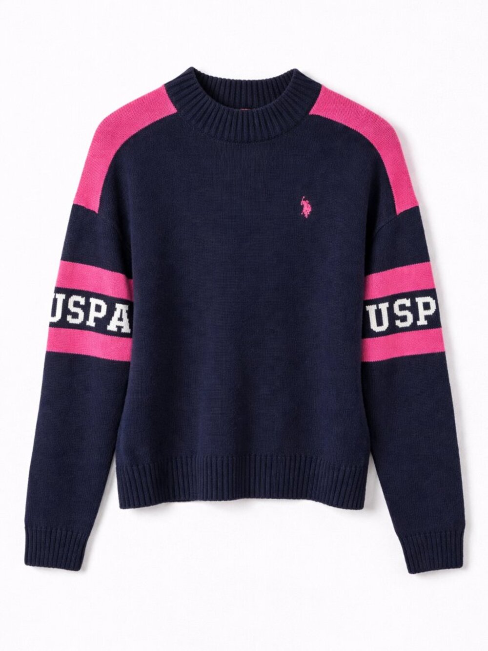 U.S. Polo Assn. Women's Rugby Sweater Size M Blokecore Varsity Chunky‎ Sporty